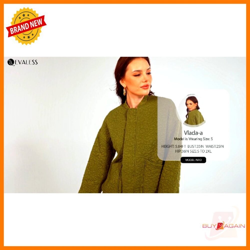 Lightweight Jacquard Bomber Jacket Oversized Chic Casual Zip Up Spring Fashion - Picture 7 of 7
